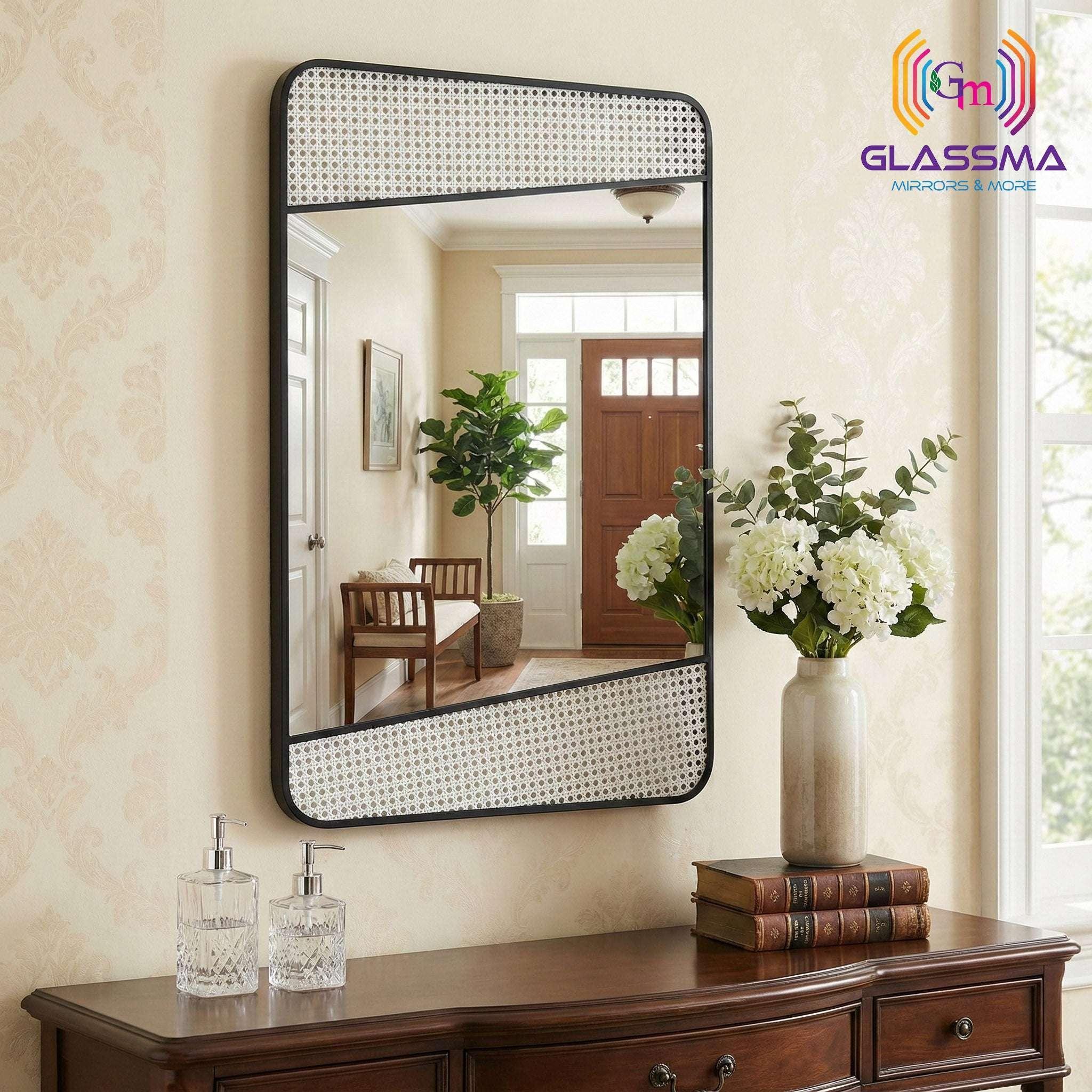 Aluminum Fusion Backlit LED Mirror | Premium Black Designer Wall Mirror with Ambient LED Glow - Glassma